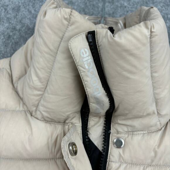 Bomboogie Pure Down Nylon Puffer Jacket Mock Neck Quilted Sand Beige Size 0 - Picture 9 of 14